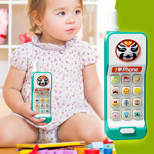 Mini Cell Phone Toy With Music And Flash Light Suitable For Children's Music Education Toy Remote Control Green One Size Fits All