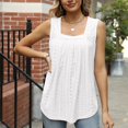 thumbnail image 4 of Dealovy Womens Eyelet Tank Tosps Summer Loose Square Neck Sleeveless Loose Beach Flowy Tunic Tops, 4 of 7