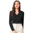 thumbnail image 1 of INSPIRE CHIC Chemise Élégante à Manches Longues Col en V pour Femmes TP Noir, 1 of 6