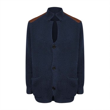 DondPO Cardigan Men Mens Casual Button Cuff Shoulder Patch Slim Warm Sweater Cardigan Jacket Lapel Long Sleeve Knit Jacket Men's Cardigan Sweaters Mens Sweaters Blue 2XL Clearance!