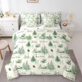 thumbnail image 1 of YST Christmas Village Comforter Set 7 Piece Queen Size, Xmas Green Beige Bed in a Bag for Kids, Christmas Tree Reindeer Rabbit Pattern Bedding Sets, Winter Holiday Sheet Set with Comforter, 1 of 5
