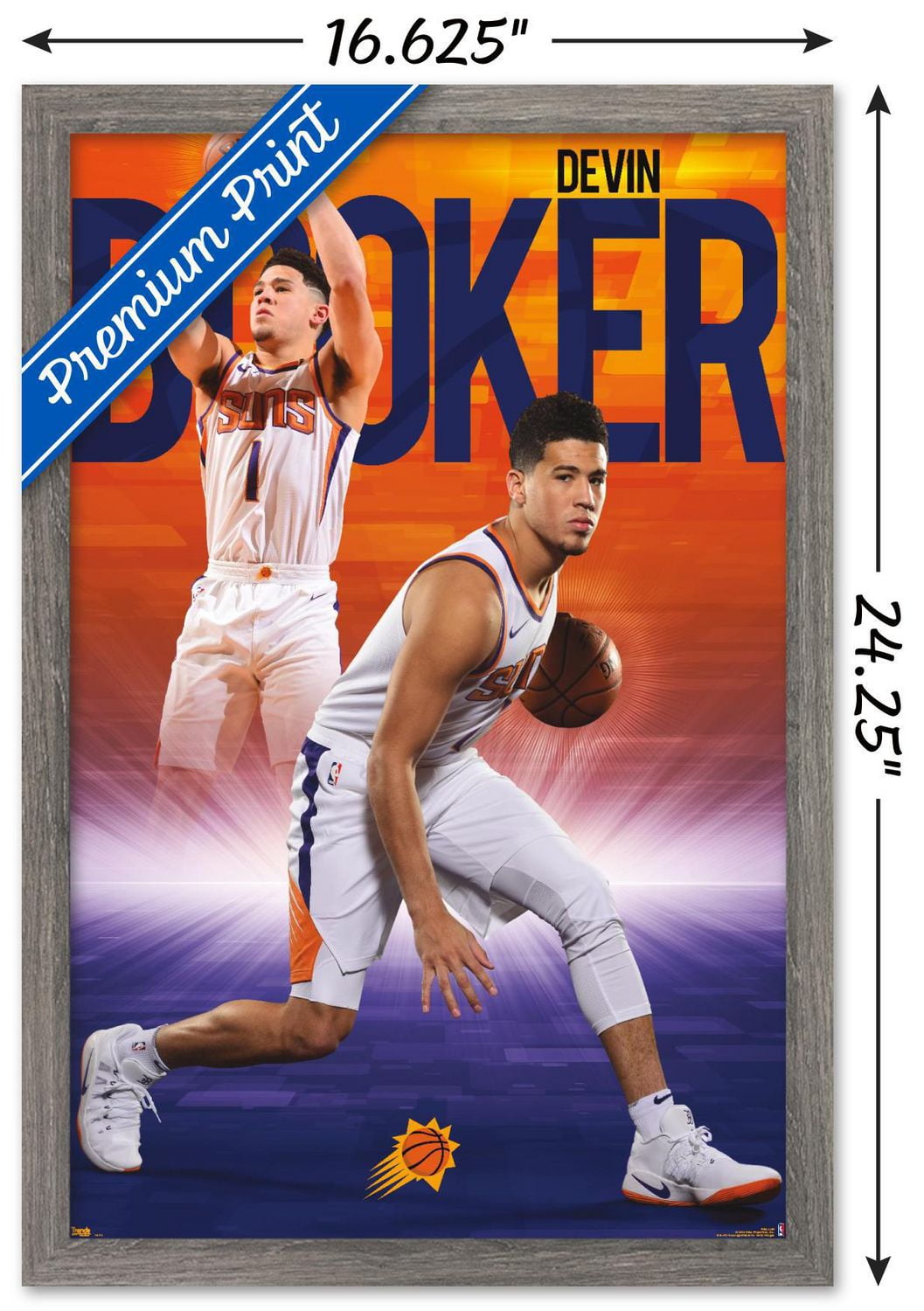 NBA Phoenix Suns - Devin Booker 18 Wall Poster, 22.375" x 34" Framed