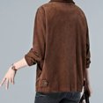thumbnail image 4 of Aqestyerly Women's Coats Fashion Women Solid Color Corduroy Long Sleeved Round Neck Corduroy Long Sleeve Pocket Top Coat, 4 of 8