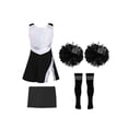 thumbnail image 1 of Oyolan Filles Enfants Ensemble 4 Pcs Costume de Cheerleading avec Shorts Pompons Chaussettes Ensemble Robe de Danse de Lycée Tenue de Cheerleader A Noir 12, 1 of 5
