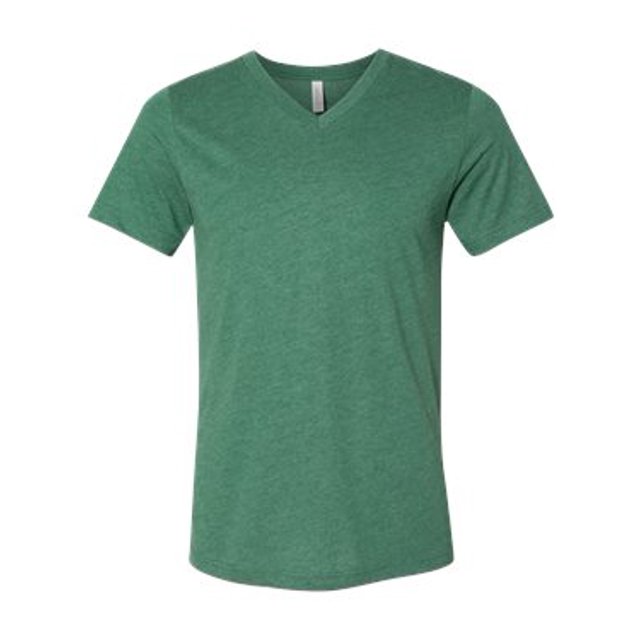 BELLA+CANVAS T-Shirt Jersey à Col en V pour Homme, 2TG, Vert Gazon Chiné