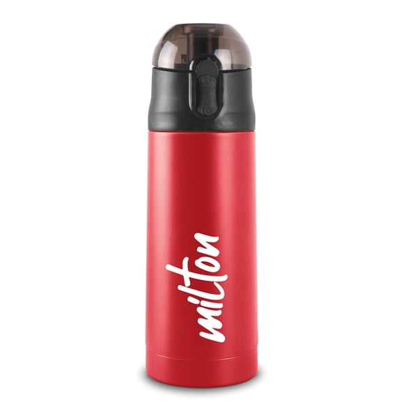 New Crown 600 Thermosteel Water Bottle With One Touch Safety Lock - 500ml, Red | 24 Hours Hot & Cold - Vacuum Insulated Coffee Flask For Sports, Travel | Leakproof, Double Wall, Rust Proof