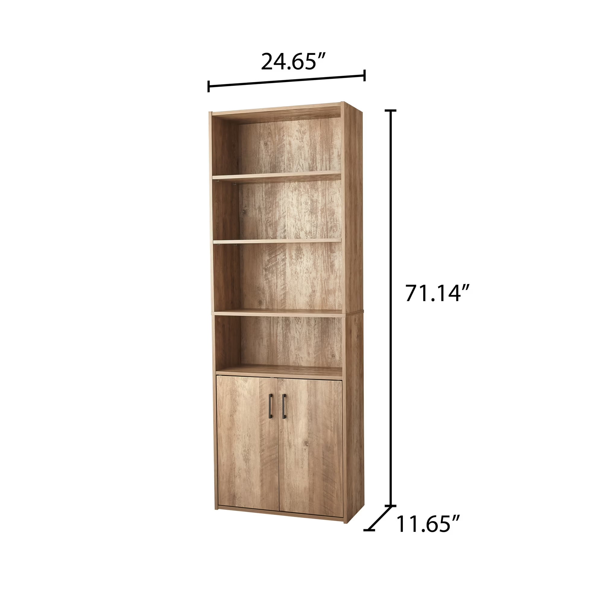 Mainstays Traditional 5 Shelf Bookcase with Doors