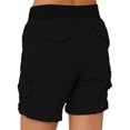 thumbnail image 2 of Innerwin Short d'Été Décontracté pour Femme Cargo de Travail Short en Lin Extensible Noir G, 2 of 7