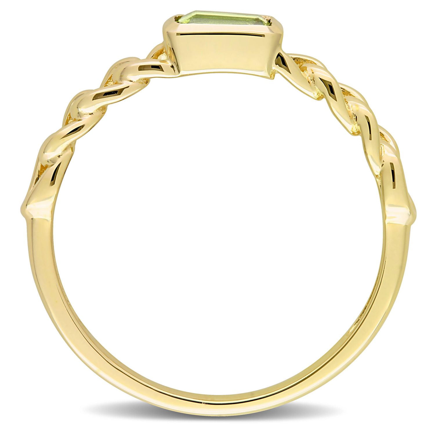 Bague solitaire octogone à maillons Miabella avec 1/3 Carat PBT de péridot en or jaune 10k