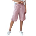 thumbnail image 1 of AherBiu Shorts Droits Taille Haute à Rayures pour Femmes avec Poches, XXXX-Large, 1 of 6