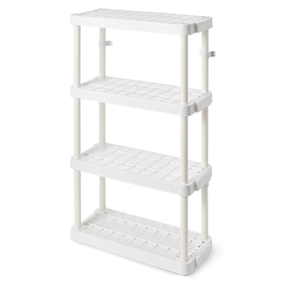 Gracious Living Étagère de Rangement à 4 Tablettes Réglables, Capacité Moyenne, Blanc