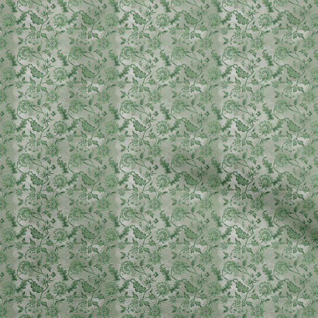 oneOone Coton Cambric Vert Clair Tissu Jacobée Robe Florale Tissu Tissu Imprimé par la Cour 56 Pouces de Large