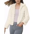thumbnail image 1 of INSPIRE CHIC Veste Courte Duveteuse pour Femme en Fausse Fourrure à Col Rabattu, Ouverte à L'Avant, L Blanc, 1 of 6