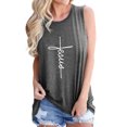 thumbnail image 1 of Women'd Round Neck Jesus Letter Printed Pullover Tank Top, 1 of 5