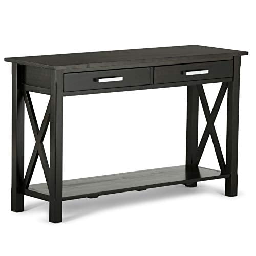 SIMPLIHOME Kitchener SOLID WOOD 47 inch Wide Contemporary Modern Console Sofa Entryway Table in Hickory Brown with Storage, 2 Drawers and 1 Shelf, for the Living Room, Entryway and Bedroom