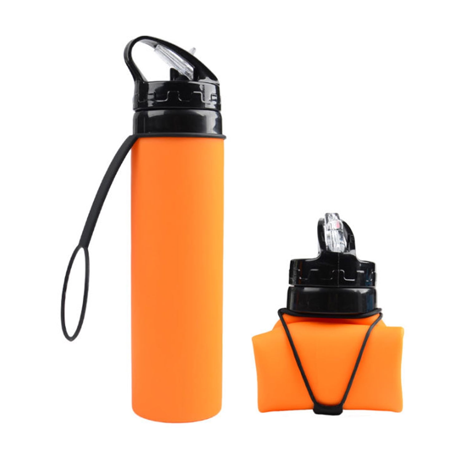 600ml Collapsible Water Bottle Foldable Water Bottle Silicone Lightweight Leakproof BPA Free Water Bottle Suitable for Hiking Outdoor Sports