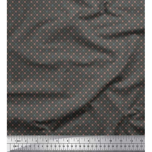Soimoi Cotton Duck Fabric Dot & Heart Small Decor Fabric Printed Yard 56 Inch Wide