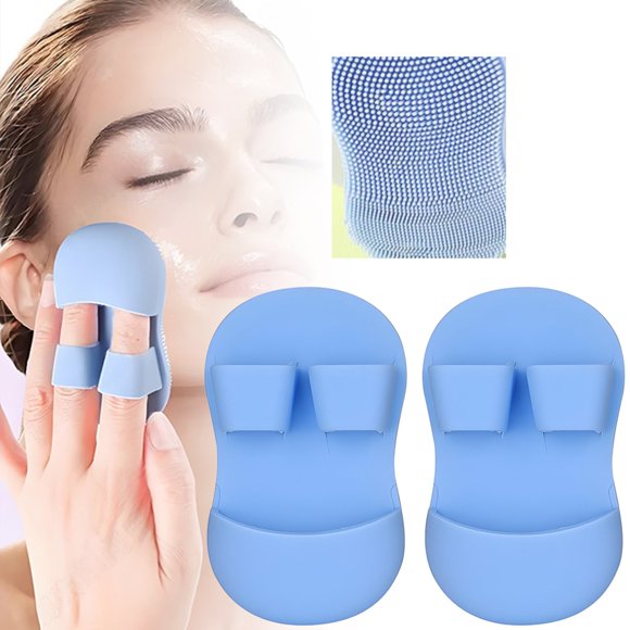 Awwp Silicone Face Scrubber, Blue, Manual Cleanser with Dual Bristles (Exfoliating & Massage), Deep Cleaning for All Skin Types, Portable