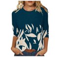 thumbnail image 1 of CEHVOM T-shirt de Mode pour Femme Mi-Long à Manches 3/4 Blouse à Col Rond Hauts Décontractés Liquidation, 1 of 5