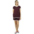thumbnail image 4 of Bimba Ensemble de Pyjama en Dentelle Brun pour Femmes à Boutons, Chemise de Nuit en Rayonne et Short, Robe-18, 4 of 11