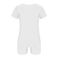 thumbnail image 2 of inhzoy Filles Enfants Manches Courtes Extensible Ballet Danse Justaucorps Unitard Justaucorps Combinaison Biketard Tenue de Danse Blanc 10, 2 of 5