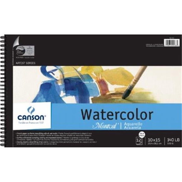 Canson C100511059 Tampon Aquarelle Relié à Fil à Pression à Froid 10 Po x 15 Po 140 Lb-300 g