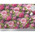 thumbnail image 2 of Soimoi Poly Georgette Fabric Leaves & Peony Floral Print Fabric by Yard 52 Inch Wide, 2 of 5