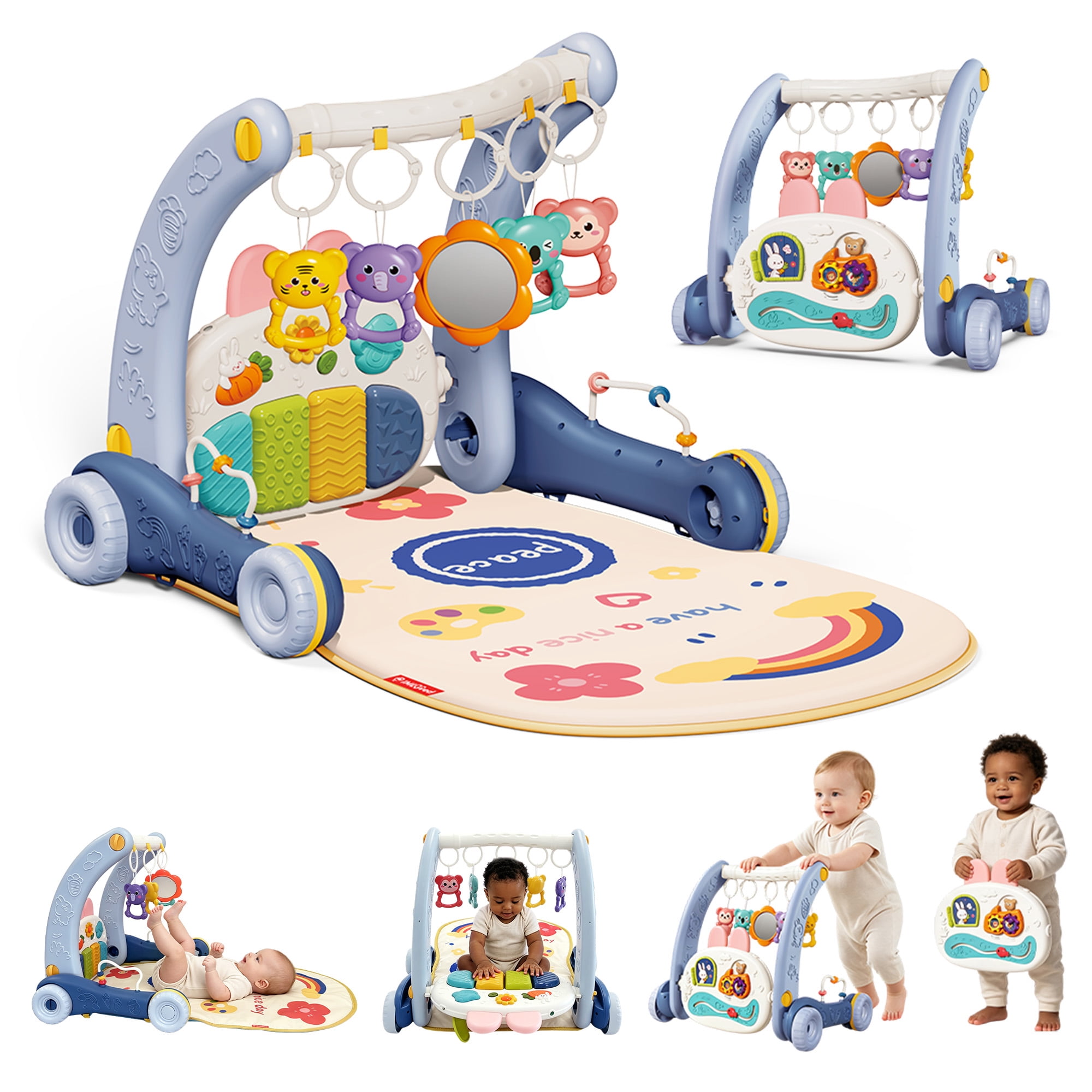 IMLoved baby gym mat with walker Blue - Walmart.ca