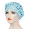 thumbnail image 3 of Women Beading Braid India Hat Muslim Ruffle Cancer Chemo Beanie Turban Wrap Cap, 3 of 9