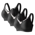 thumbnail image 2 of Kyusrd Plus Size Cut-Off Seamless Bra For Women'S 3Pcs Supportive Full Coverage Wireless Bralette Bra Adjustable Shoulder Straps Bra Soild Color Everyday Athletic Sport Bra, 2 of 9