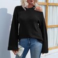thumbnail image 2 of IROINID Women's One-Shoulder Pullover Sweater Solid Color Leisure Mid-Length Long Sleeve Sweater, 2 of 6
