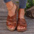 thumbnail image 2 of Womens Orthopedic Slides Sandals Comfortable Leather Peep Toe Walking Slip on Summer Shoes with Arch Support, 2 of 7
