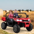 thumbnail image 2 of Gymax Camion-Benne pour Enfants 24 V Camion Électrique 2 Places avec Télécommande Rouge, 2 of 9