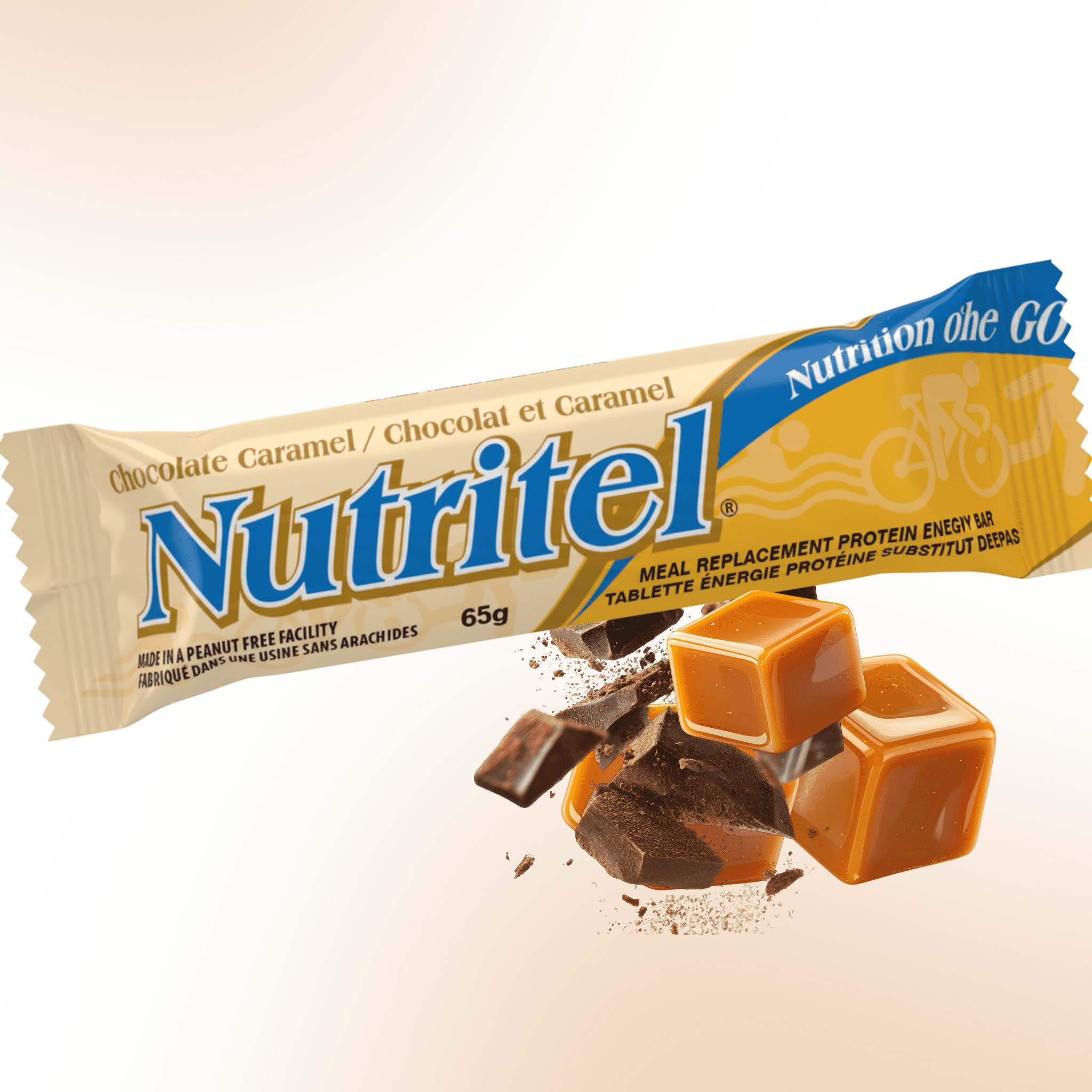 Nutritel - Chocolate Caramel - Meal Replacement Protein Energy Bar - 12 Pack