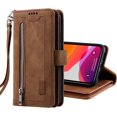 thumbnail image 4 of WillCase Leather Wallet Magnetic Case Shockproof Leather Zipper Flip Cover Credit Card Holder with 9 Card Slots for iPhone 14 Pro (Brown), 4 of 8