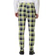 thumbnail image 3 of INSPIRE CHIC Men's Formal Color Block Slim Fit Flat Front Plaid Dress Pants 30 Navy Yellow, 3 of 7