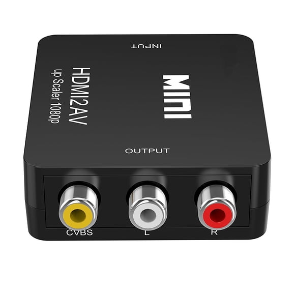 HDMI to AV Converter, HDMI to RCA,HDMI to AV, 1080P HDMI to 3RCA CVBS AV Composite Video Audio Converter Adapter Supports PAL/NTSC with USB Charge Cable for PC Laptop HDTV DVD (HDMI to AV, Black)