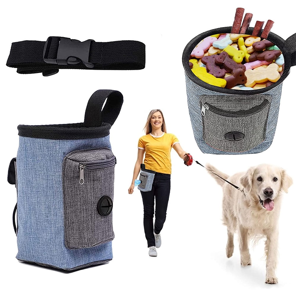 Dog Treat Pouch, Dog Treat Bag for Training Small to Large Dogs, Easily Carries Pet Toys, Kibble, Treats, Built-in Poop Bag Dispenser