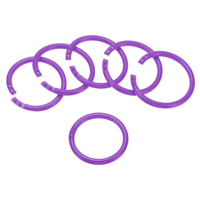 Unique Bargains 2' OD 1.6' ID Loose Leaf Rings Binder Ring, Purple, 50 Pack