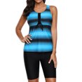 thumbnail image 1 of Women's Blue Black Ombre Print Racerback Tankini Swimsuit, 1 of 14
