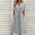 thumbnail image 2 of UPPADA Robes d'Été pour Femmes 2025 Vacances Tendance Maxi Robe d'Été Grande Taille Robes Décontractées Boutonnée Col en V Manches Courtes Robe avec Poches Vestidos Elegantes de Mujer Jour de Soldes, 2 of 6