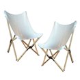 thumbnail image 1 of AmeriHome Canvas and Bamboo Butterfly Chair - White - 2 Piece Set, 1 of 1