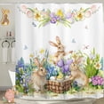 thumbnail image 4 of CaiYueKe Rideau de Douche de Pâques Imperméable en Polyester avec 12 Crochets - Ensemble de Linge de Salle de Bain Style Hôtel, Tissu Résistant à l'Eau Durable Installation Facile Sans Perçage Déco de Salle de Bain, 4 of 7