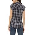 thumbnail image 3 of INSPIRE CHIC Chemise à Carreaux d'Été pour Femme à Manches Courtes Boutonnée Bleu Marine P, 3 of 5