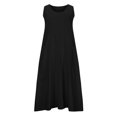 thumbnail image 4 of CHOK Robes Décontractées pour Femmes Couleur Unie Sans Manches Coton Lin Poches Longue Robe Dames Plage Été Robes, 4 of 8