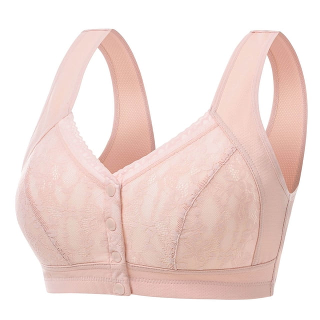 Besolor Plus Size Bras for Women Button Front Closure Wirefree Bralettes High Support Full Coverage Underwear