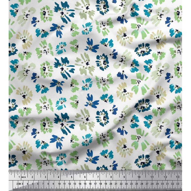 Soimoi Rayon Fabric Flower Artistic Decor Fabric Printed Yard 42 Inch Wide