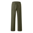 thumbnail image 3 of RKSTN Mens Pants Loose Soft New Linen Pants Drawstring Elastic Solid Color Loose Casual Trousers Outdoor Hiking Workout Pants, 3 of 4