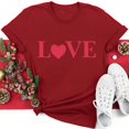 thumbnail image 1 of Meichang T-Shirts pour Femmes Hauts de la Saint-Valentin Imprimé Cœur Mignon T-Shirts Manches Courtes Col Rond Blouses de Vacances en Liquidation, 1 of 5