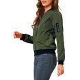 thumbnail image 3 of INSPIRE CHIC Blouson Bomber Court pour Femme à Col Montant, Manches Longues, Fermeture Éclair Intégrale, 3 of 6